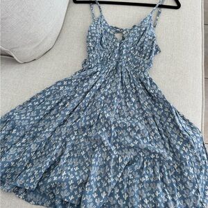 Angie Blue and White Cactus Patterned Dress